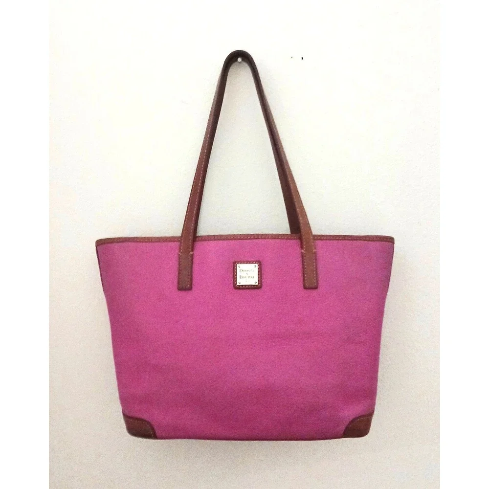 Dooney & Bourke Pink Tote Bag with Brown Trim